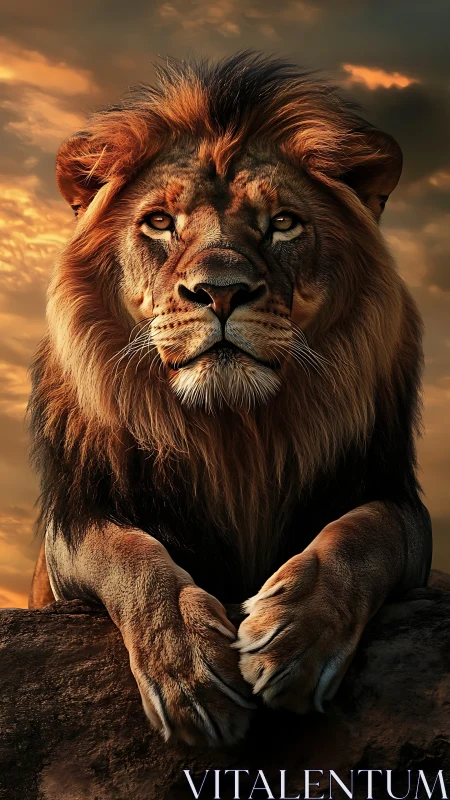 Majestic male lion rendered in high-detail digital realism