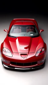 Red performance coupe front view with studio lighting period.