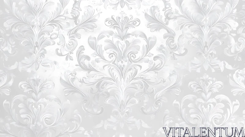 Elegant Baroque Floral Damask Pattern in Soft Gray Tones.