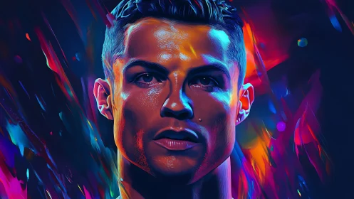 Vibrant digital portrait glows with bold neon color energy