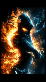 Hooded elemental wraith channels opposing fire and ice