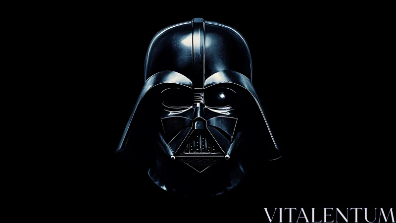 Midnight helm of a brooding galactic warlord in chrome shadow.