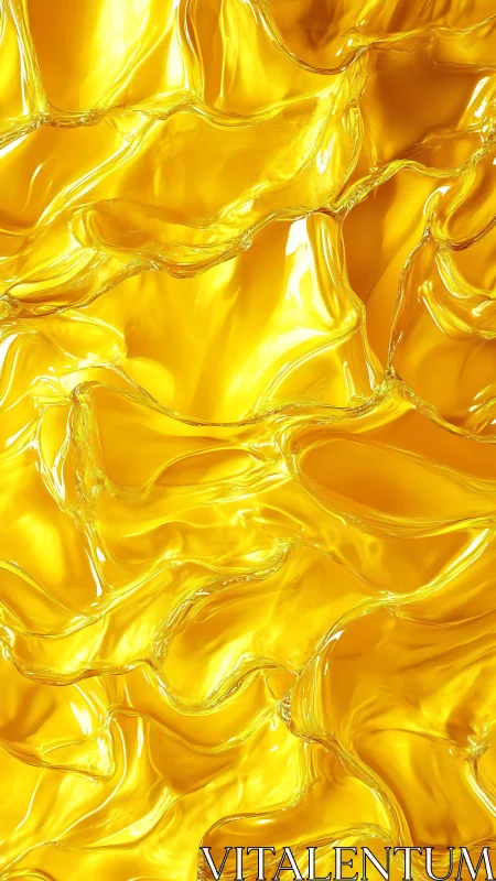 Molten golden liquid forms glossy abstract flowing surface