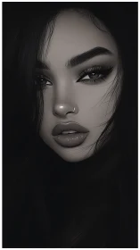 Monochrome digital portrait with dramatic chiaroscuro lighting