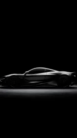 Midnight silhouette of a sleek supercar at quiet idle.