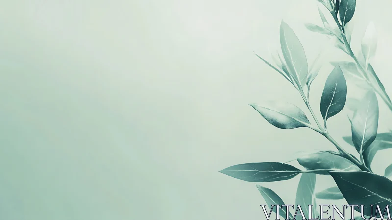 Gentle leafy branch rests softly on a calm pastel sky