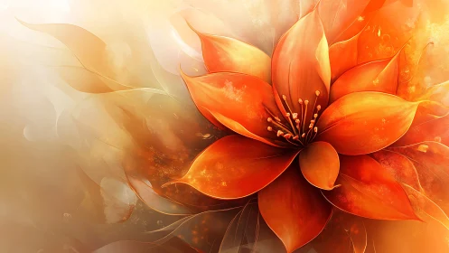 Glowing orange blossom unfolding in soft golden light.