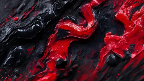 Abstract red and black textured paint strokes, modern art style.