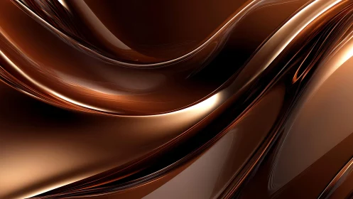 Flowing Metallic Chocolate Abstract Art with Glossy Finish.