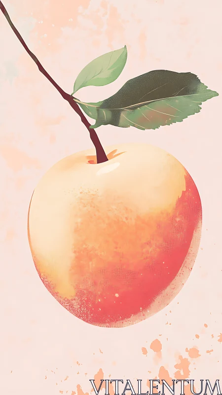 Softly glowing peach hangs on a gentle watercolor branch