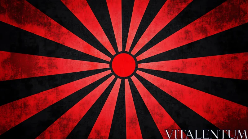 Radial red sunburst graphic uses distressed grunge texture