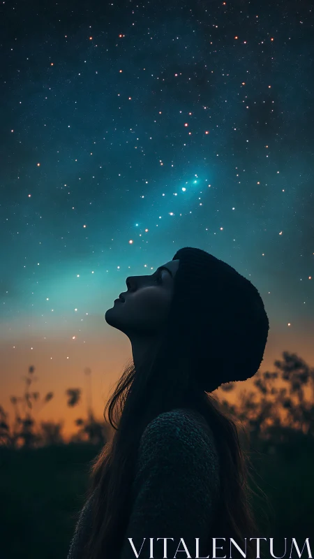 Silhouetted observer under high dynamic range stellar canopy.