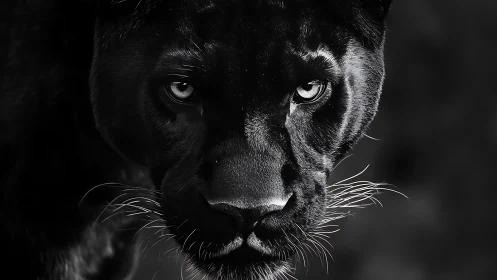 Piercing Gaze: Black and White Feline Portrait.