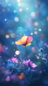 Luminescent Cosmos Floral Composition With Bokeh Optical Effects.