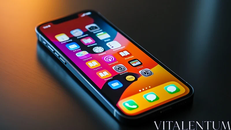 Apple iPhone Display with Colorful Application Grid Interface Layout.