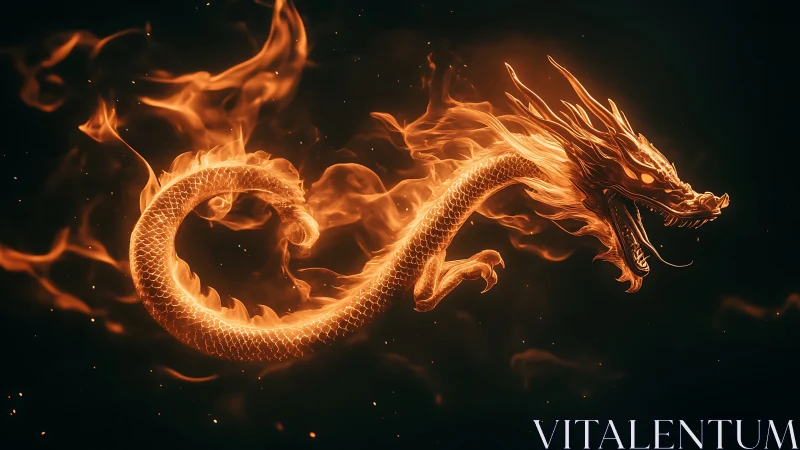 Thermodynamic serpentine dragon rendered in volatile flame geometry.