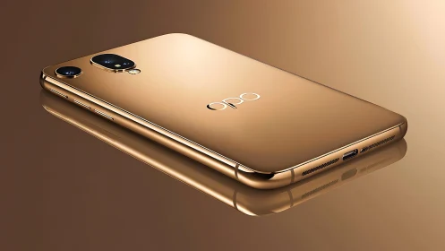 Oppo Smartphone in Gold with Dual Camera System.