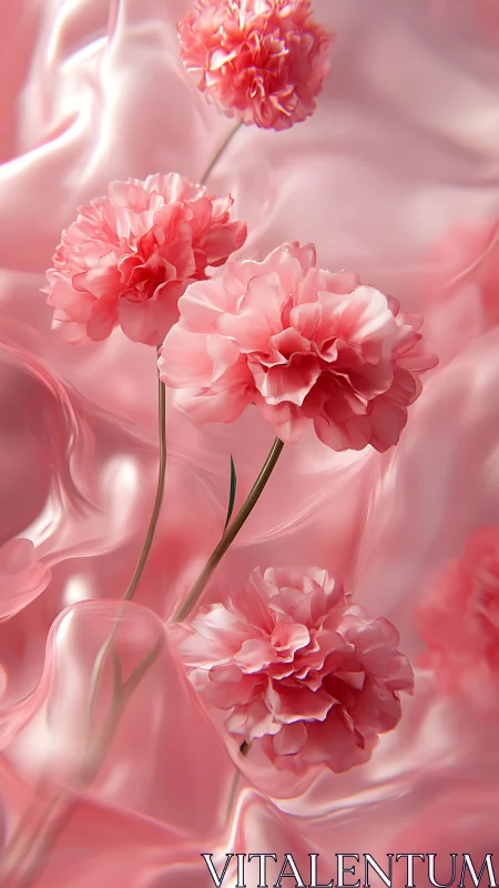 Pink Peonies Dance Through Silk Dreamscape Waltz