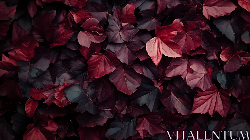 Velvety crimson leaves woven into a calm autumn tapestry.