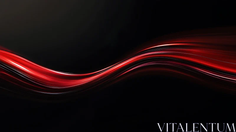 Crimson light trails curve across a deep black negative space