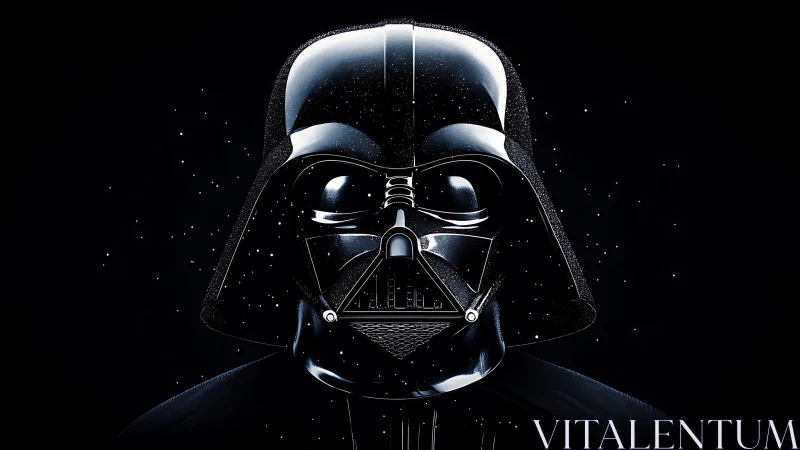 Specular Darth Vader helmet portrait with high-contrast rim lighting