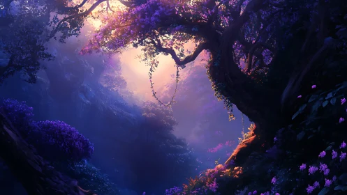 Bioluminescent Cavern with Atmospheric Depth and Dramatic Luminous Gradient