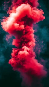 Billowing crimson smoke swirling in a dreamy night sky.