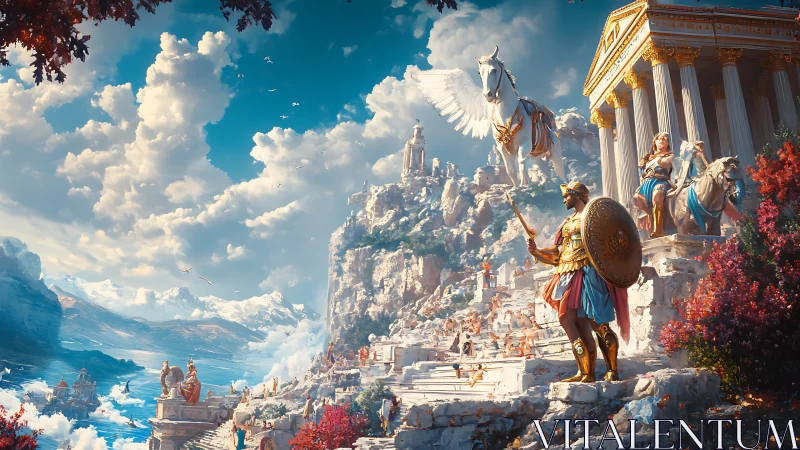 Epic digital vista renders mythic Greek acropolis in sunlight