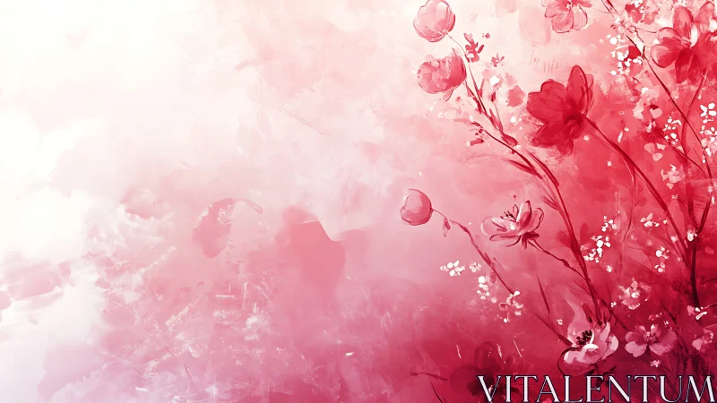 Ethereal Pink Floral Composition with Watercolor Abstraction