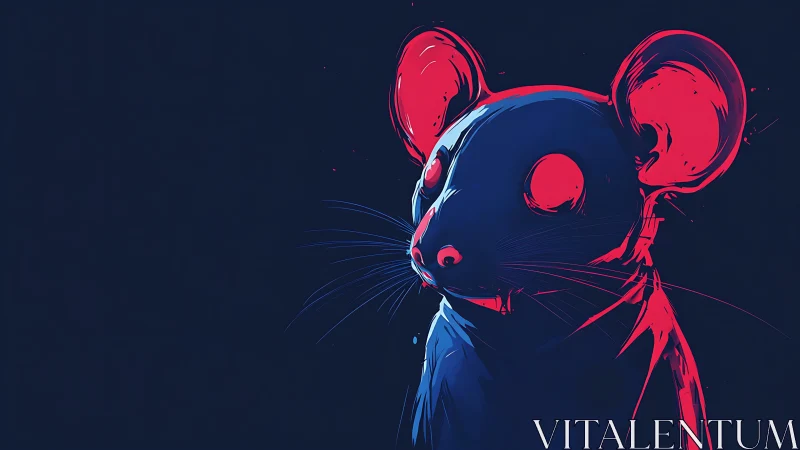 Bichromatic neon rodent portrait with high contrast contours.
