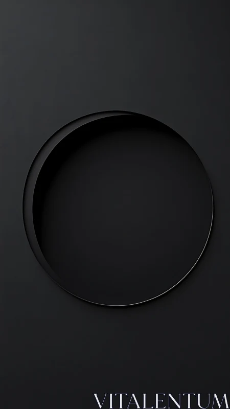 Monochrome circular cutout forms deep minimalist shadow field