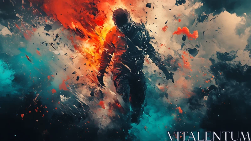 Starlit drifter walking through exploding nebula storms.