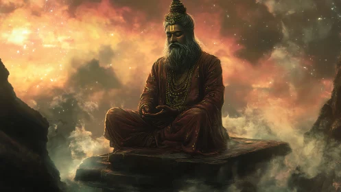 Cosmic sage in molten clouds of silence and starlight.