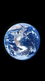 Earth viewed from space against deep black background.