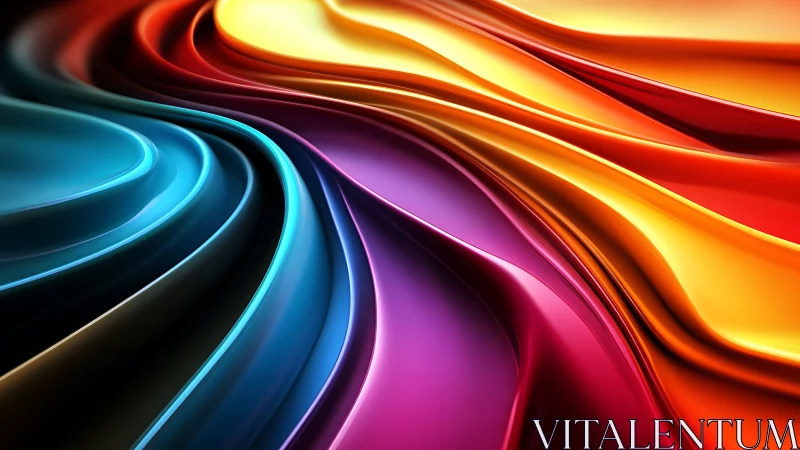 Curved multicolor metallic ribbons form fluid, high-gloss wave surfaces