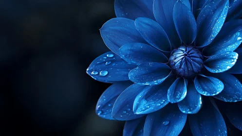 Luminescent Blue Botanical Macro: Photorealistic Flower Study.