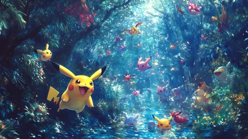 Pikachu's Enchanted Forest Waterway.