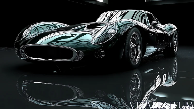 Chrome midnight racer hums over its mirror-slick floor