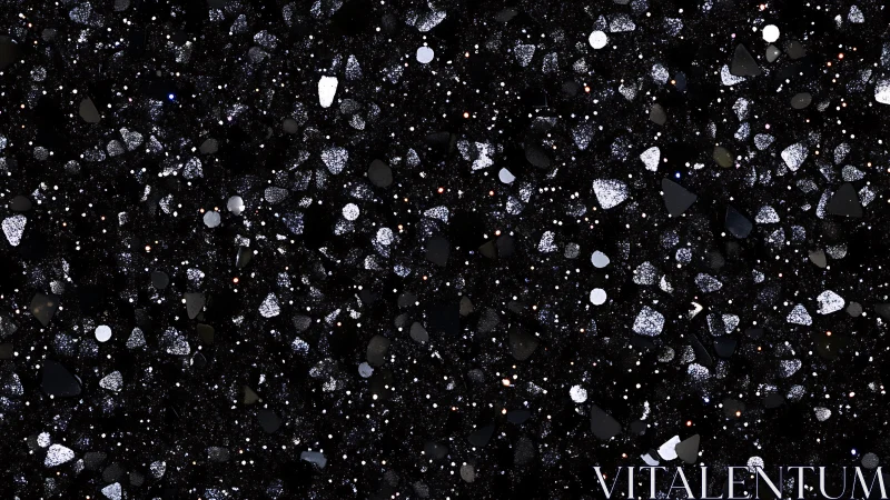 Dense abstract field of white and black speckled fragments.