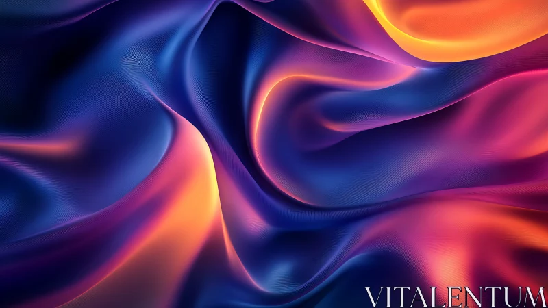 Iridescent abstract folds render fluid neon light gradients