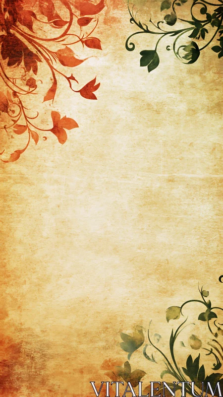 Grunge parchment background with duotone ornamental floral corners