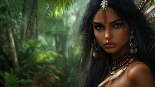 Fierce jungle guardian with soulful eyes and wild grace.
