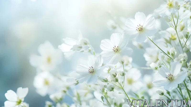 Delicate White Flowers Dancing in Soft Sunlight