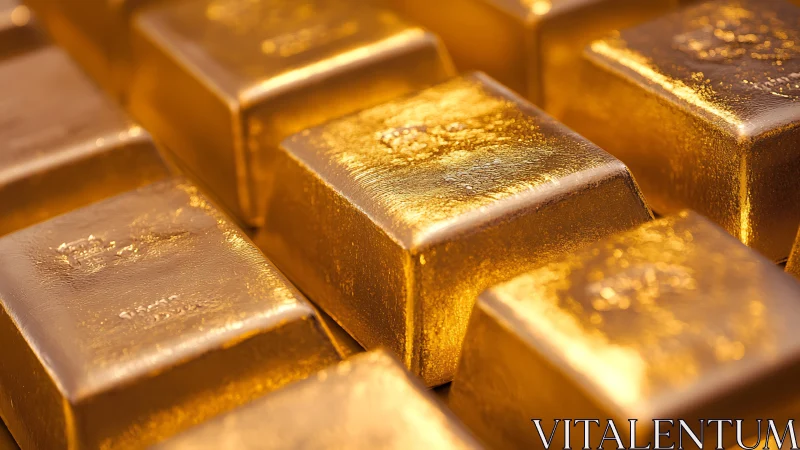 Rectangular gold bars are arranged in a tight stacked pattern