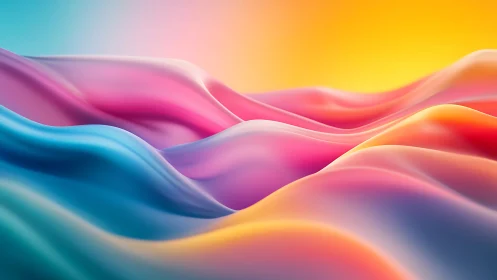 Chromatic gradient waves in fluid 3D abstract composition.