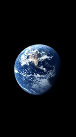 High-orbit Earth rendering isolates illuminated Western Hemisphere