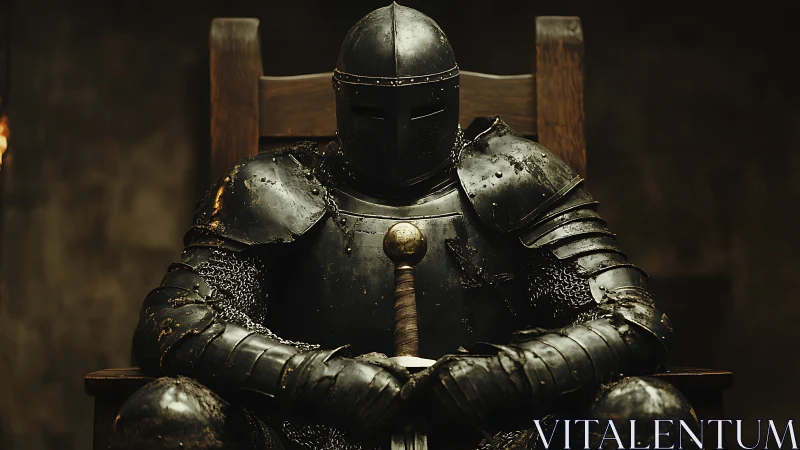 Silent iron sentinel rests while guarding a forgotten oath