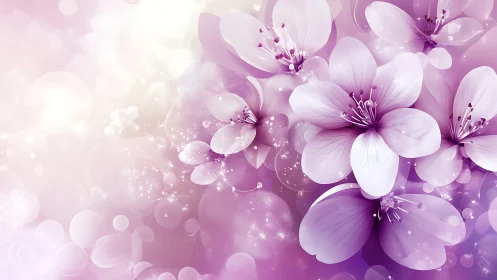 Purple and White Flowers with Bokeh Light Effect.
