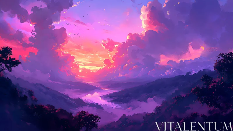 Sky river blushes under clouds painted in molten sunrise