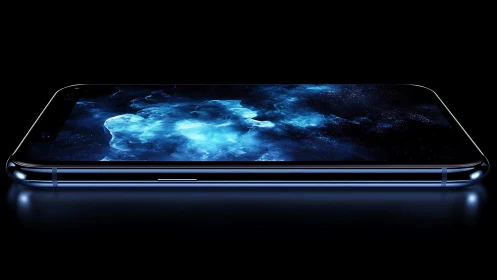 Glass horizon cradles a glowing nebula inside a smartphone